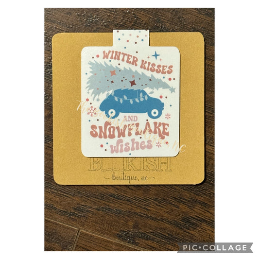 Magnetic Bookmark-Winter Kisses and Snowflake Wishes